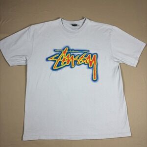 Stussy Men's Thermal Print Gray Short Sleeve T-Shirt XL